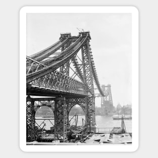 Williamsburg Bridge Construction, 1901. Vintage Photo Sticker